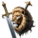 king lion and double edged sword  tattoo design idea