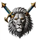 king lion and double edged sword  tattoo design idea