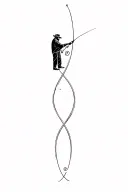	Old man fishing forming an infinity loop – Eternal love and memory. tattoo design idea