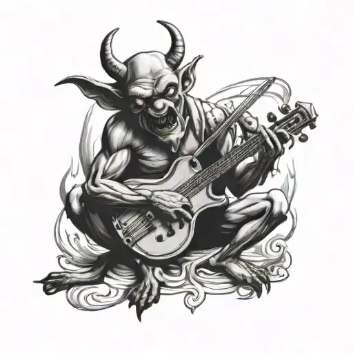 devil playing the fiddle tattoo design idea