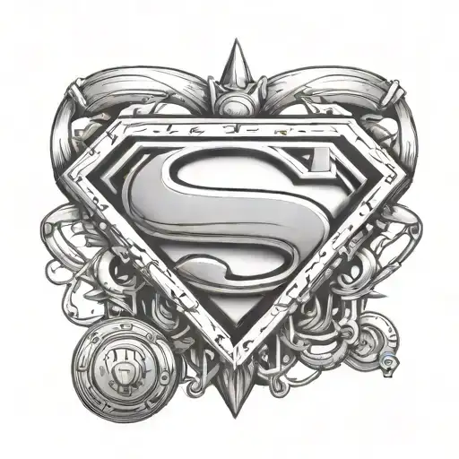 Superman heart shaped lock tattoo design idea