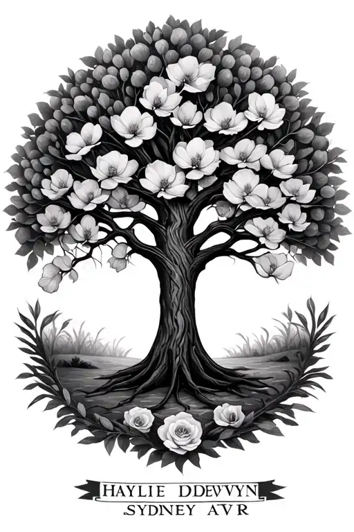"Haylie Devyn Avry Sydney" "Haylie Devyn Avry Sydney" family tree tattoo design idea