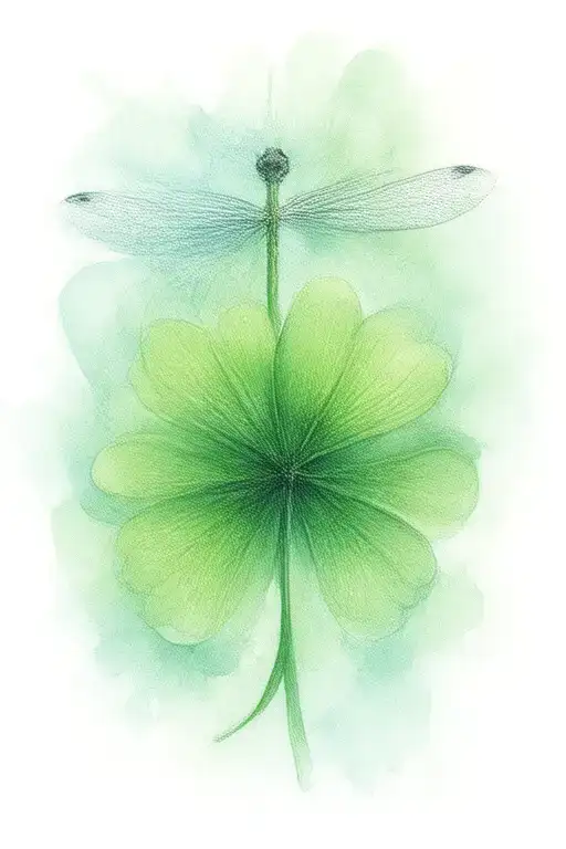 4 leaf clover with dragonflies pain hatred grief tattoo design idea