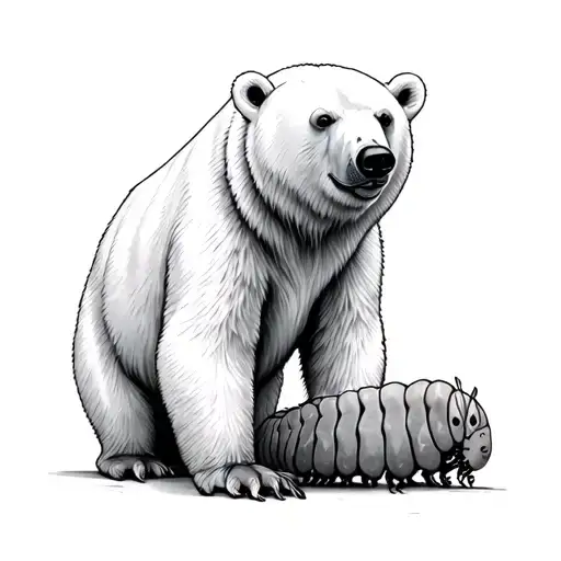 Polar Bear and caterpillar tattoo design idea