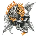 flaming skull tattoo design idea
