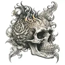 flaming skull tattoo design idea