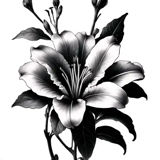 “gorgeous alibata” lilly flower tattoo design idea