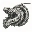 Sketch of a worm from the movie Dune, in cyberpunk style on a white background pencil sketch tattoo design idea