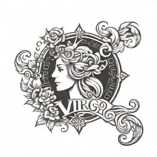 Virgo Sign with SATYRE text tattoo design idea