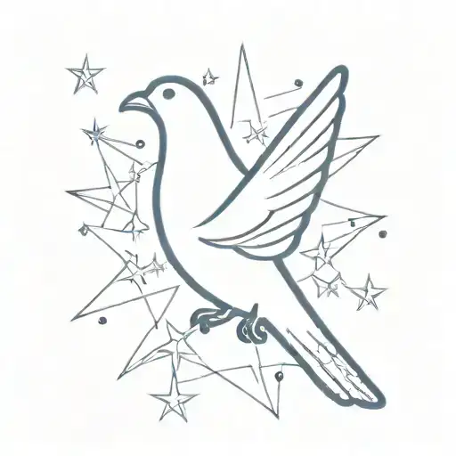 blue dove with a star tattoo design idea