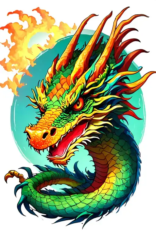 Dragon and Columbia tattoo design idea