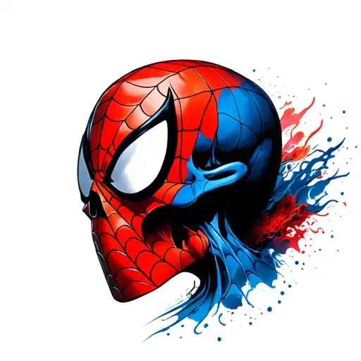 Skull was half Spider-Man face tattoo design idea