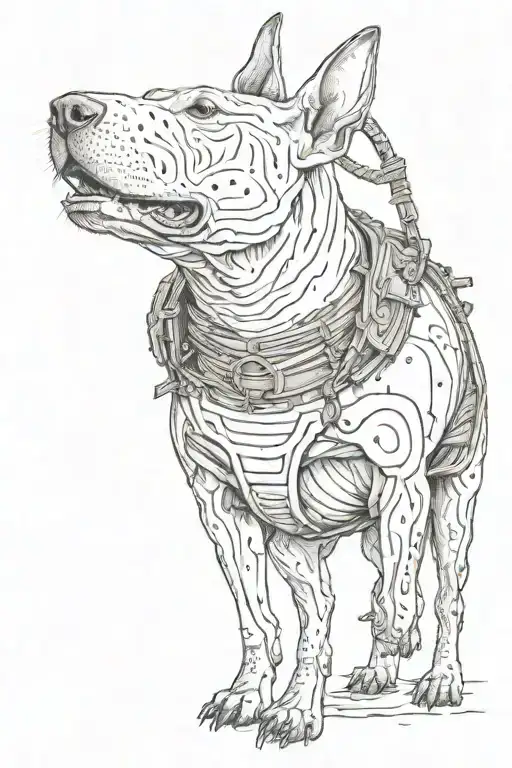 Bull terrier samurai tattoo design idea