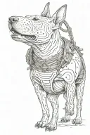 Bull terrier samurai tattoo design idea