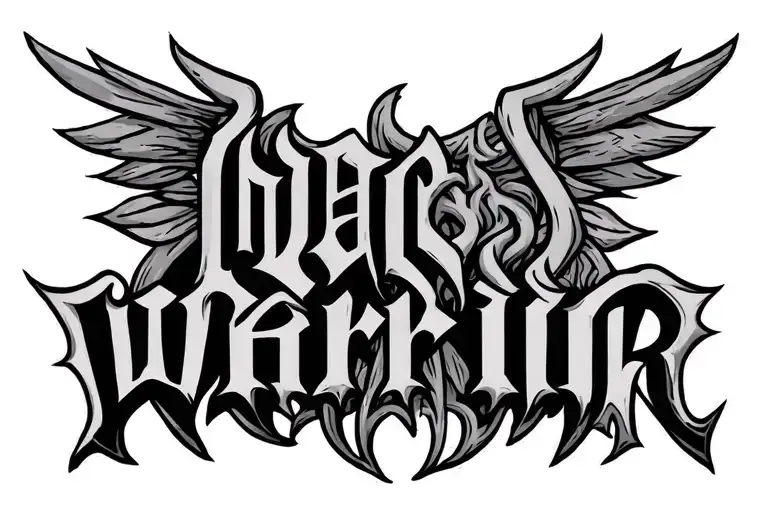 I want a text tattoo of the word warrior in blackletter or Old English font. simple tattoo design idea