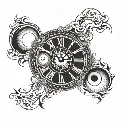clock moon eye 11:11 tattoo design idea