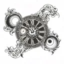 clock moon eye 11:11 tattoo design idea