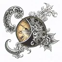 clock moon eye 11:11 tattoo design idea