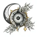 clock moon eye 11:11 tattoo design idea