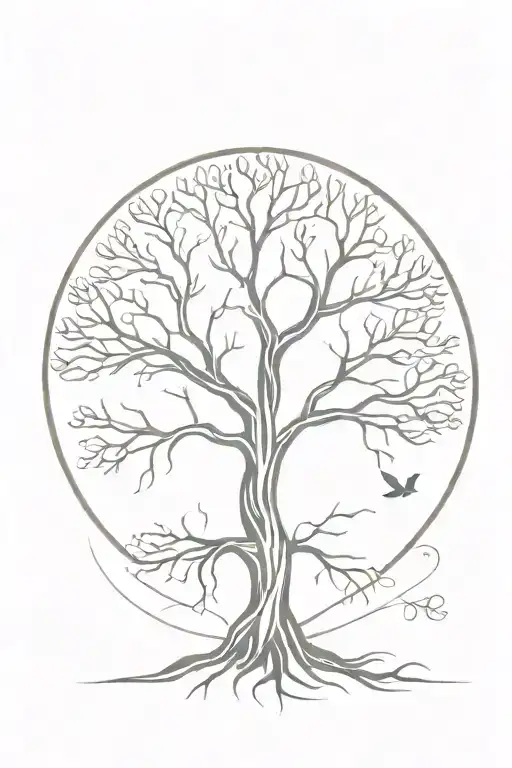 A tattoo of a tree of life with intricate roots symbolizing mindfulness and inspiration tattoo design idea