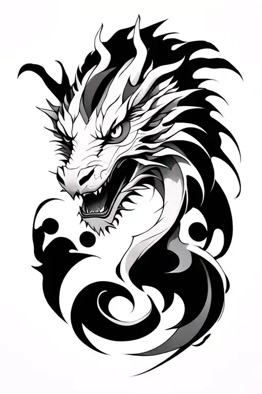 Minimalist Dragon × Leo Glyph tattoo design idea