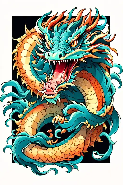 dragon crawling on leg japanese style medium difficulty tattoo design idea