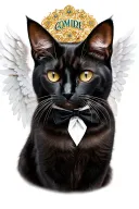 tuxedo cat fantasy goddess angel tattoo design idea
