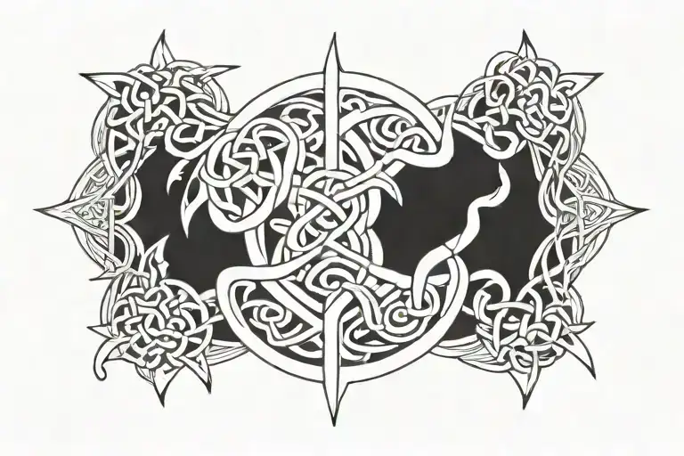 Design a tattoo that extends the current intricate Celtic knotwork surrounded by runes on my shoulder. The new design sh tattoo design idea