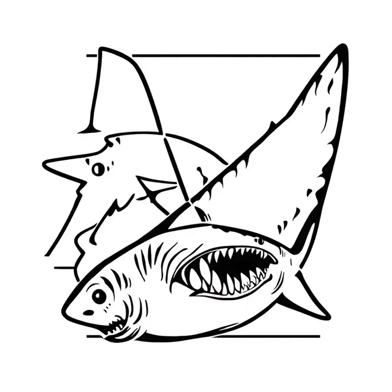 joggers and shark swimming tattoo design idea