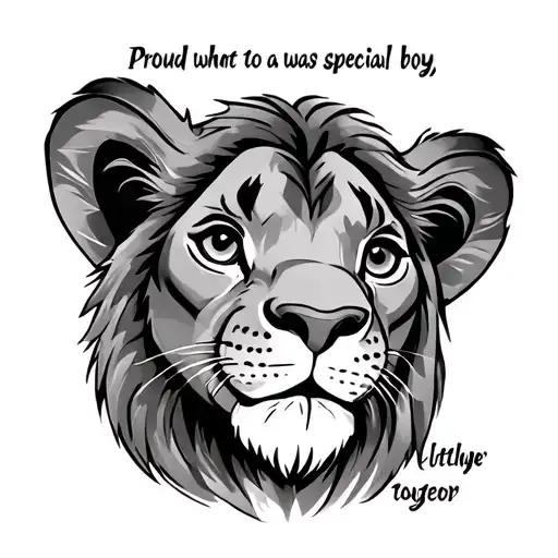 simba from lion smiling when he was yoingerwith the words proud aunt to a special little boy  tattoo design idea