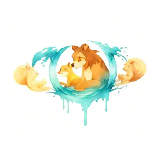The fox and the hound, stich and angel, winnie the pooh, The Lion King, Little mermaid, Mickey mouse Bear brothers tattoo design idea