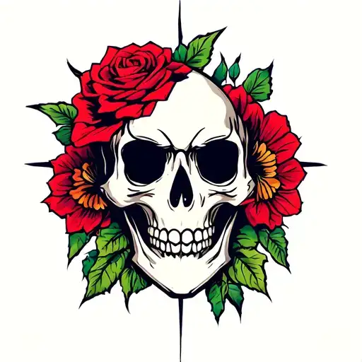 cartoon style skull tattoo design idea