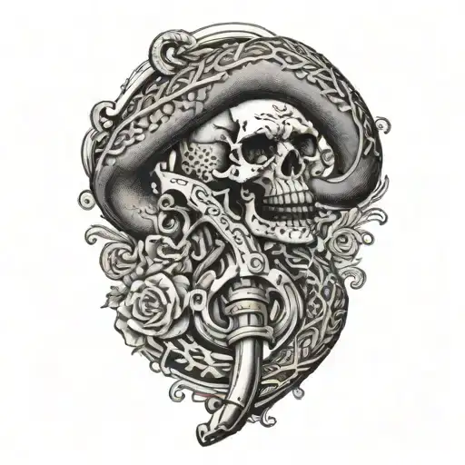 don't tread on me flintlock pistols  tattoo design idea