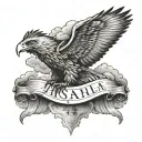 I want a Rip tatto for my grandpa with clouds surrounding and the Bible verse Isaiah 40:31 and eagle wings  tattoo design idea