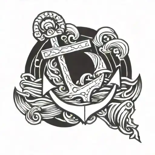 anchor with waves ocean theme tattoo tattoo design idea
