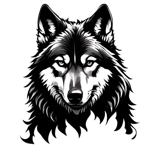 wolf sideways tattoo design idea