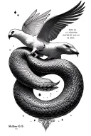 wise as a serpent, innocent as a dove Matthew 10:16 tattoo design idea