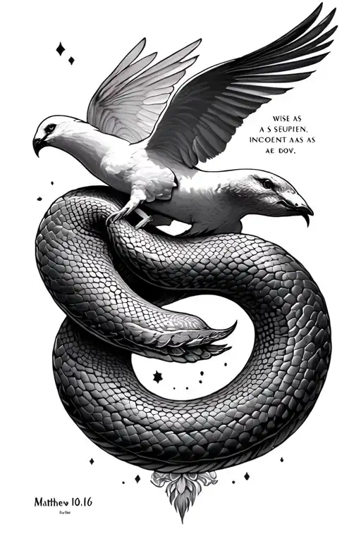 wise as a serpent, innocent as a dove Matthew 10:16 tattoo design idea
