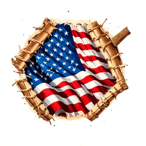 american flag inside home plate tattoo design idea