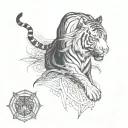 tiger walking tattoo design idea