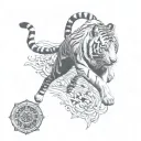 tiger walking tattoo design idea