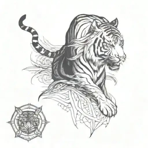 tiger walking tattoo design idea