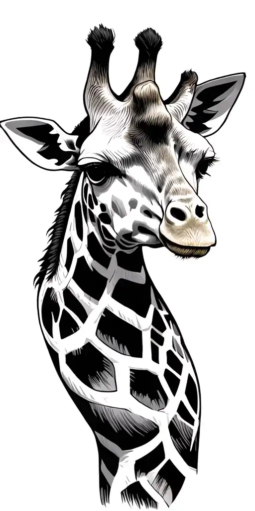 tribal giraffe sleeve tattoo design idea