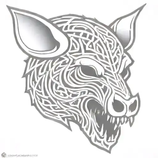 celtic boar skull angry tattoo design idea