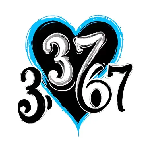 number "3167" with blue heart in background simple  tattoo design idea