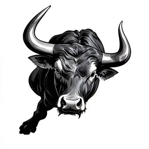 bull charging tattoo design idea