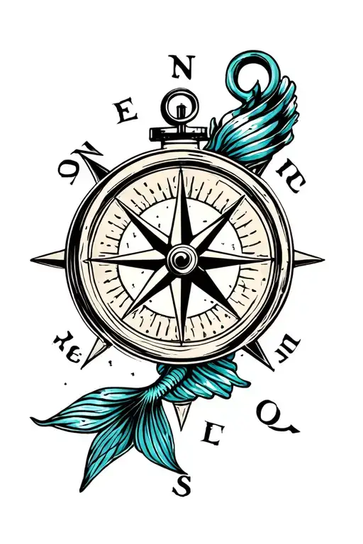 anchor lighthouse compass mermaid design combining elements tattoo design idea