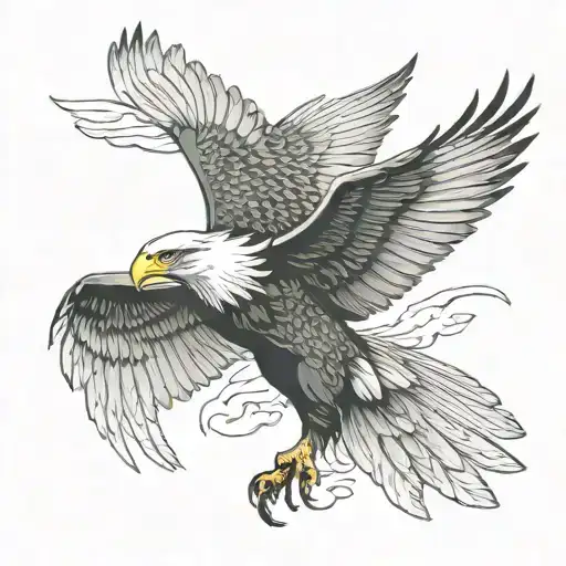 eagle soaring open wings tattoo design idea