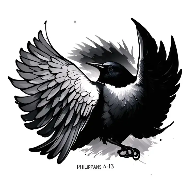 Philippians 4:13 with swallow bird tattoo design idea