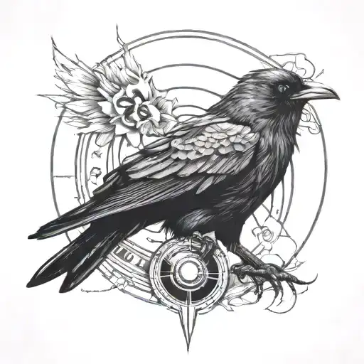 crow with a sharingan eye tattoo design idea